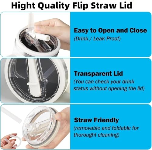 40 oz Leak Proof Replacement Lid for Stanley Cup with Flip Straw