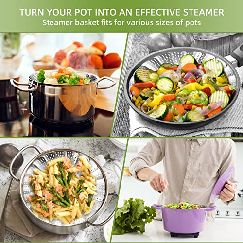 Premium Stainless Steel Vegetable Steamer Basket - Expandable 6.4" to 10"