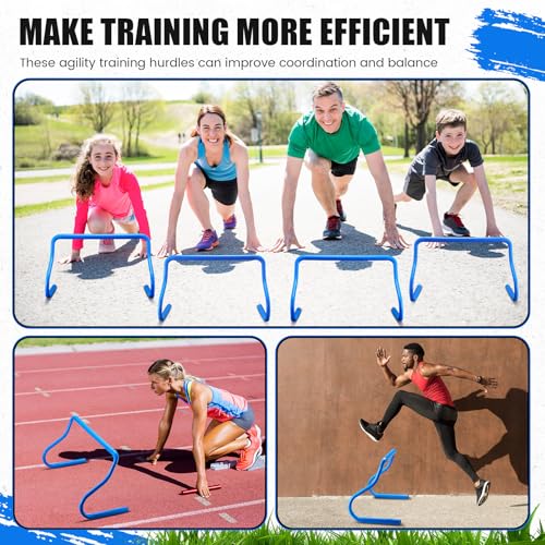 Speed Agility Training Hurdles Set - 16 Pieces, 12" - Blue