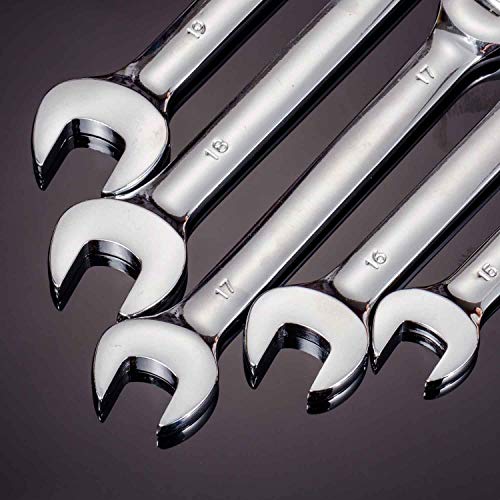 Qnkaa 12-Piece Metric Flexible Ratchet Wrench Set 8-19mm with 180° Flex Heads