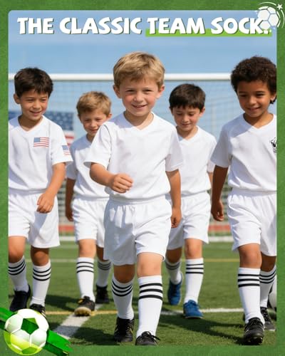 Knee High Soccer Socks for Kids - Black & White / White & Black, 3-6 Years