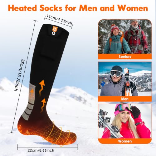 Rechargeable Heated Socks with 4 Heat Levels, 6000mAh Battery, Winter Thermal Socks for Outdoor Activities