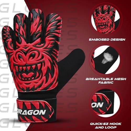 Youth Soccer Goalie Gloves - Durable Latex, Strong Grip & Comfort