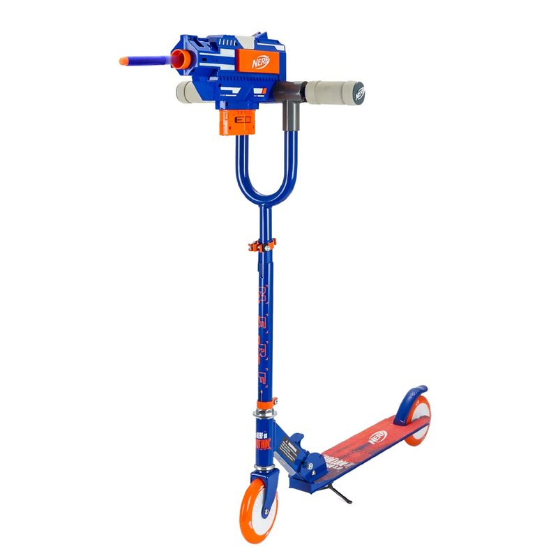 SKIDEE Kick Scooter for Kids, Dual Barrel Blaster Fires Up to 40 Feet, Supports Up to 150lbs, Rear Brake, Sturdy Steel Frame, Wide Surface Textured Molded Deck, Outdoor Activities for Boys/Girls