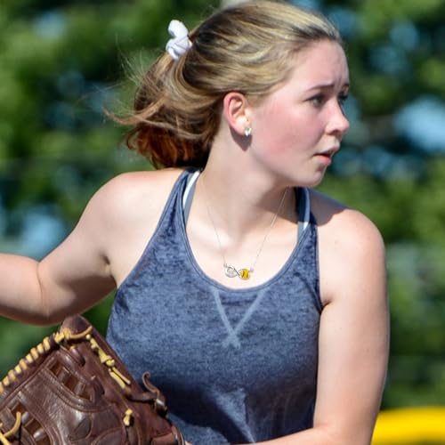 Softball Necklace - Silver Sport Jewelry for Girls & Women
