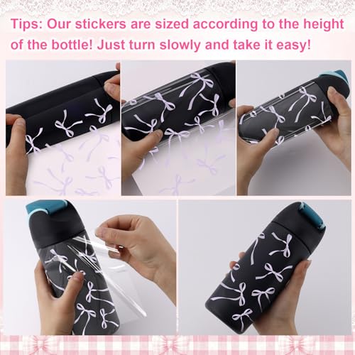 Bow Decals for Owala Bottle - 4 Pcs Transfer Stickers in Blue, Pink, Purple, Black