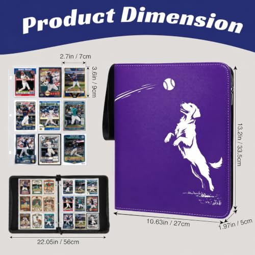 Baseball Card Binder 9-Pocket, Holds Up to 990 Cards with Removable Sleeves