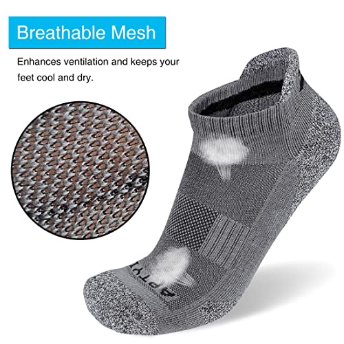 Men's Cushioned Athletic Running Ankle Socks 6 Pairs Graphite Grey 13-15