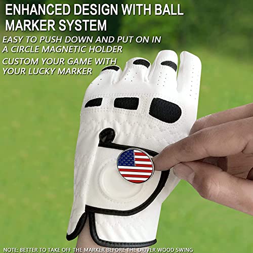 Golf Gloves for Men - Left/Right Hand - 3 Pack - White Large