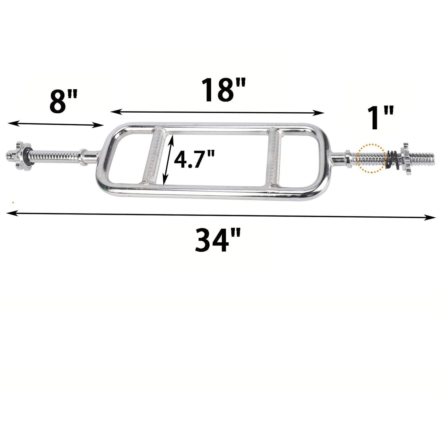 uyoyous 34'' Olympic Triceps Bar, Weight Bar Standard Threaded Solid Triceps Bar Curl Weight Deadlift Barbell with 2 Ring Collars Home Gym Weightlifting & Bodybuilding Exercise for Squats Shrugs