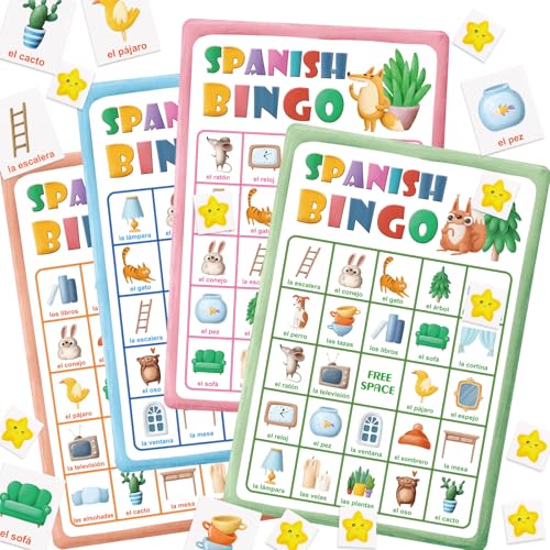 Bilingual Spanish Bingo Game - 24 Cards & Markers