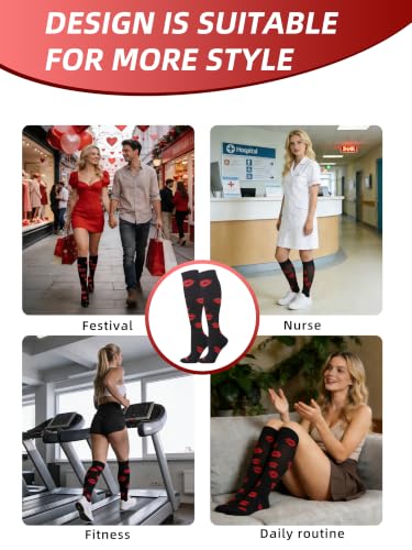 Compression Socks for Women and Men - Lips Red