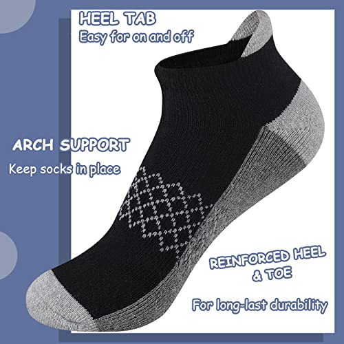 Comfoex 12 Pairs Kids Ankle Socks 4-6 6-8 8-10 Years Half-Cushioned Cotton Black 7-10 Years