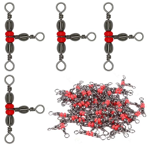 50 Pack Fishing Three Way Swivels - Copper Tackle Connectors