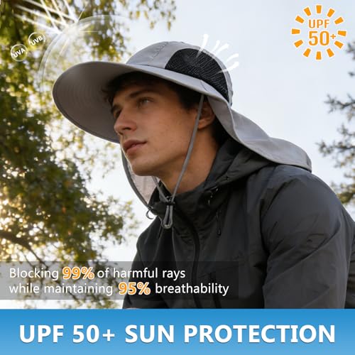 UPF 50+ Sun Hat with Neck Flap for Men & Women - Lightweight, Water Resistant, Breathable