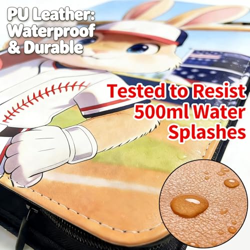 9-Pocket Card Binder - Baseball Rabbit Design with 900 Pockets