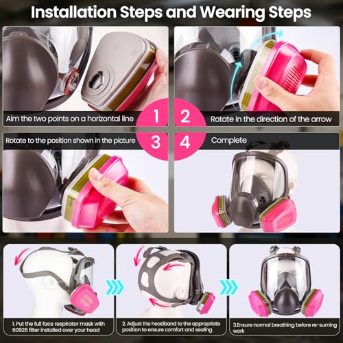 Full Face Respirator Mask with 60926 Filters - Reusable 6800 Full Face Gas Mask Survival Nuclear and Chemical for Spray Paint, Epoxy Resin, Polishing, Sanding, Welding
