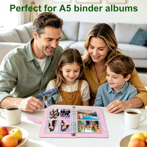 A5 6 Ring 4 Pocket Page Protectors - 40 Pack Photocard Sleeves