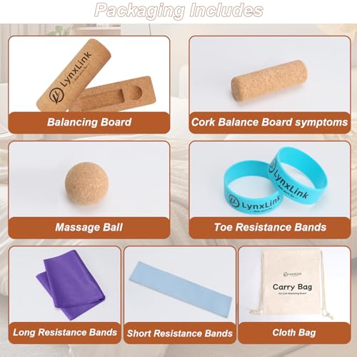 Cork Balance Board Kit with Massage Ball & Resistance Bands