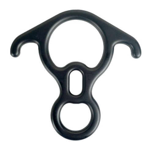 Fusion Climb Aluminum Terminal 8 Descender Black, Large Bent Ear Belaying and Rappelling Gear Belay Device, Perfect for Climbing, Ziplining and Rescue(FP-8145-BLK)