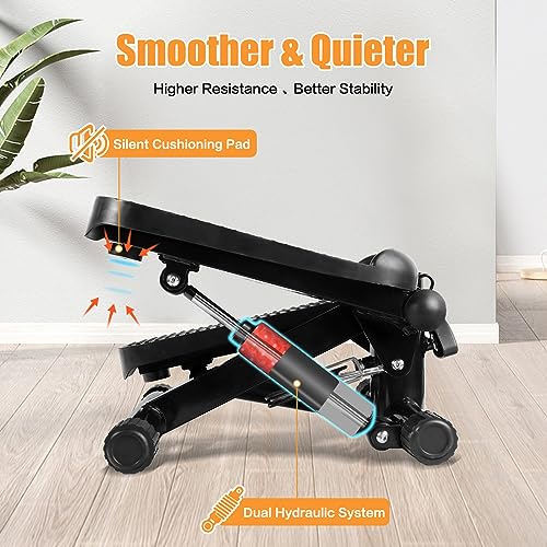 Mini Hydraulic Fitness Stepper with LCD Monitor & Resistance Bands