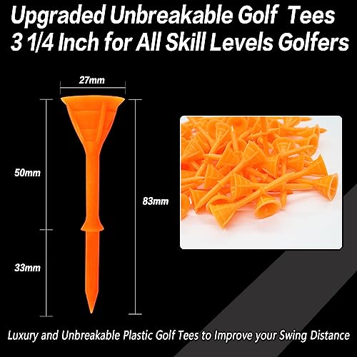 Unbreakable Plastic Golf Tees - 3 1/4 Inch, 12/24/60 Pack