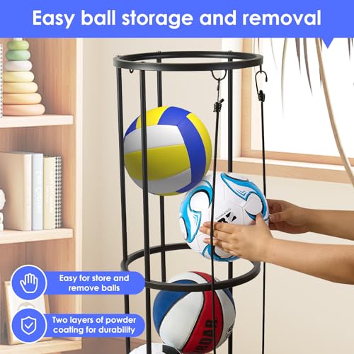 Wall-Mounted Sports Ball Storage Rack for Basketball & Soccer