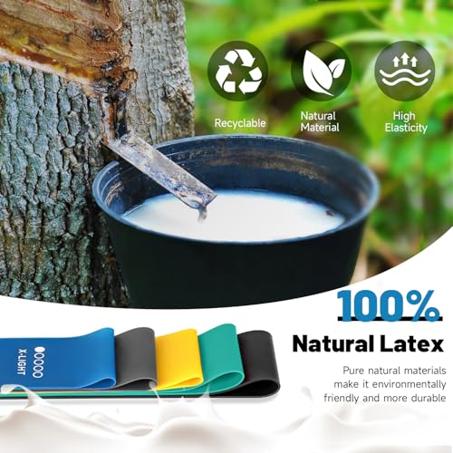 5-Piece Resistance Loop Exercise Band Set - Natural Latex Multicolor