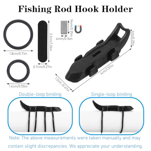 Fishing Rod Hook Keeper with Rubber Rings - 8 Pcs Set