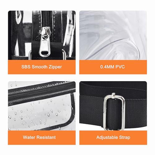 Clear Purse for Stadium Events - Small Messenger Bag - Black