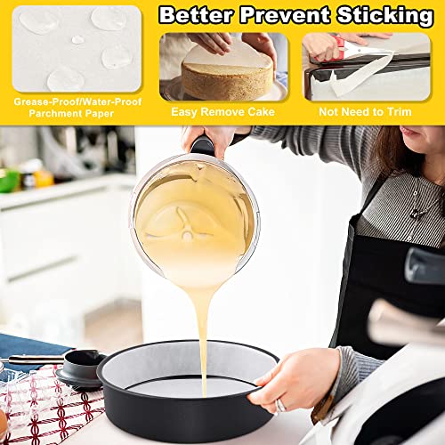 8 Inch Cake Pans Set of 2 with Nonstick Coating & Pre-Cut Parchment Paper (E-far)