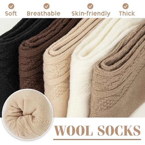 Wool Socks for Women - Winter Warm Cute Cat Crew Socks - One Size