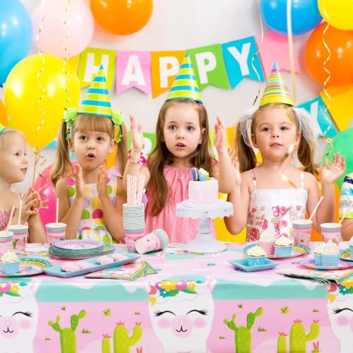 Alpaca Theme Tablecloth - 2 Pack 54" x 108" Disposable Covers