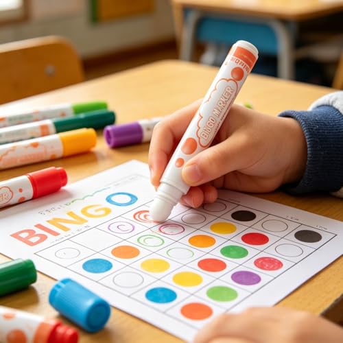Bingo Daubers for Adults - 6 Pack Quick Dry Dot Markers, 20ML