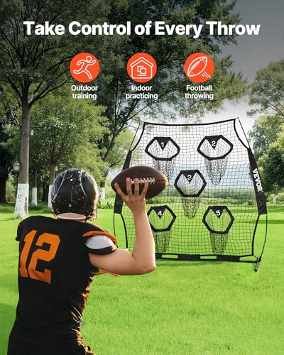 6x6 ft Football Passing Net with Targets, Durable Training Equipment for QB Accuracy