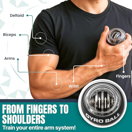 Gyroscopic Wrist Exerciser - Torque Ball Hand Trainer - Black