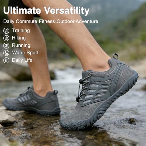 MeXYZ Barefoot Shoes Men Wide Toe Box Zero Drop Minimalist Training Shoes (11.5, Dark Grey)