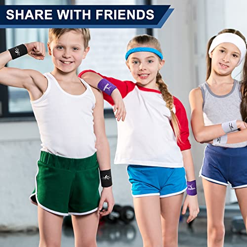 4 Pcs Kids Gymnastics Wristbands - Black, Purple, White, Pink
