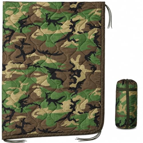USGI Industries Woodland Insulated Water-Resistant Poncho Liner - Multi-Use Military Blanket