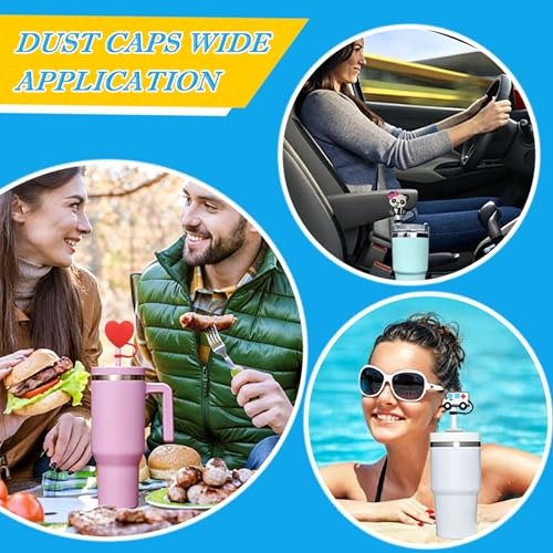 20PCS Cute Silicone Straw Cover Toppers - Fits 10mm Straws