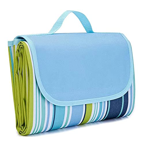 LRUUIDDE Large 80x60 Inch Waterproof Sandproof Beach Blanket - Blue / 5'x6'8"