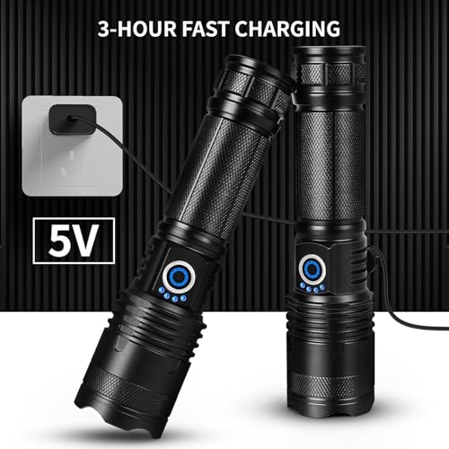 LBE Rechargeable 90,000 Lumens LED Flashlight 5 Modes Waterproof Camping Light
