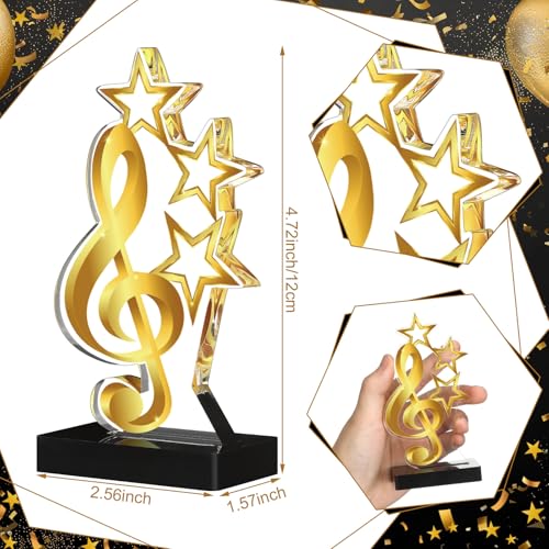 Landical 4 Pack Gold Acrylic Music Trophies Treble Clef Star Award