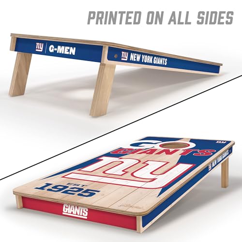 NFL Cornhole Game Set - 2' x 4' Wood with Logo Bags - New York Giants