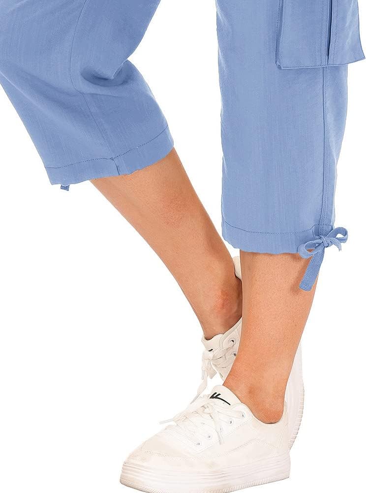 MoFiz Women's Capris - Lightweight Loose Fit Cargo Pants with Pockets for Casual Hiking | Dressy Style