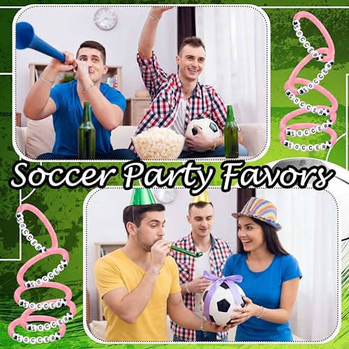 24 Pcs Soccer Beaded Bracelets - Adjustable Clay Jewelry - Pink