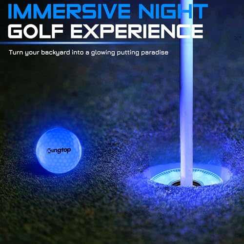 KINGTOP Battery-Operated RGB C-Shape LED Golf Hole Lights 2-Pack - Night Golf & Backyard Practice