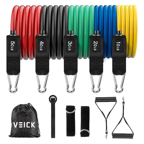 Adjustable Resistance Bands Set - 10-150LBS, Natural Latex, Colorful