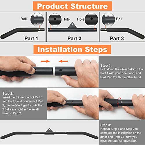 39.37 Inch LAT Pulldown Bar Attachment for Cable Machines