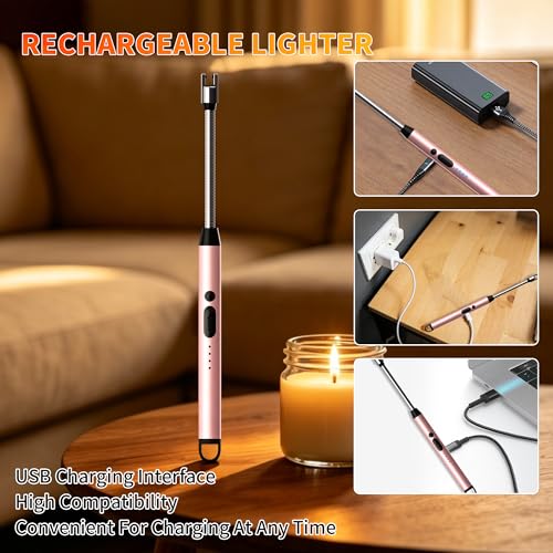 Rechargeable Type C Electric Lighters - 2 Pack, Rosegold